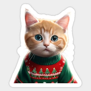 Funny Ugly Christmas Sweater Sad Kitty Cat Sticker